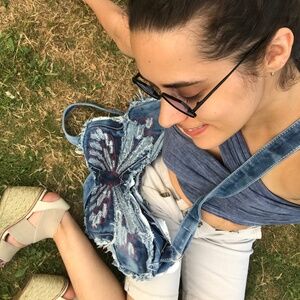 Y2K Denim Butterfly Shoulder Bag Purse Backpack